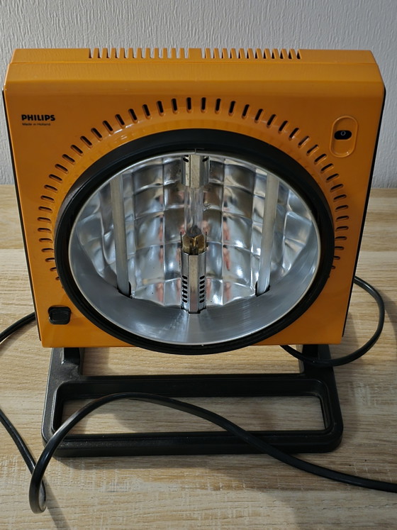 Image 1 of Lampada solare facciale vintage Philips HP3114 Space Age – Arancione e nero in stile Pop Art (prodotta in Olanda)