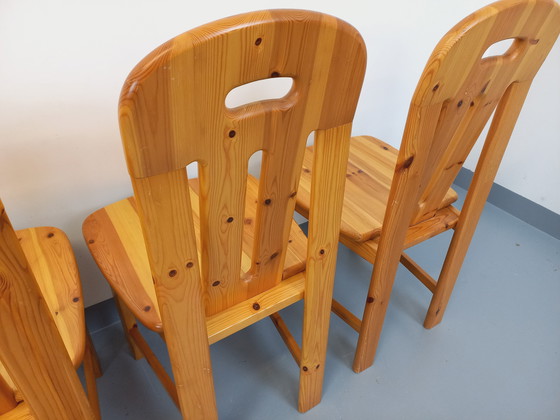 Image 1 of Suite of 4 Vintage Pine Chairs from the 70s and 80s
