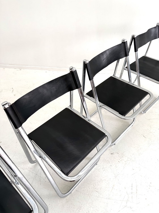 4x Vintage ‘Tamara’ Klapstoel, Arrben Italy ‘80 – Klapstoelen, Chrome, Leather (photo 3 of 13)