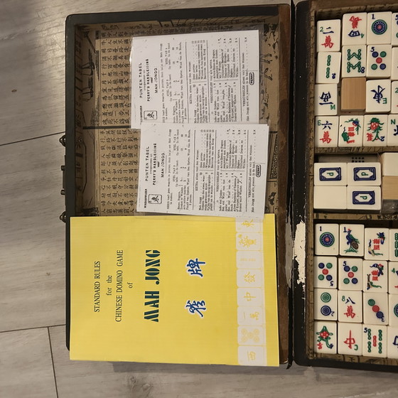 Image 1 of Antiek zeldzaam Mahjong spel