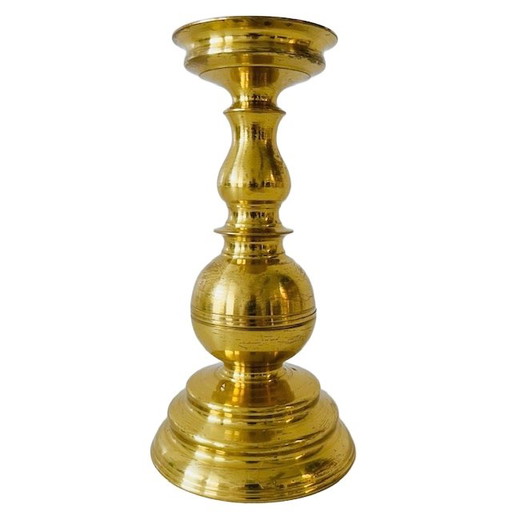 Antique heavy brass ball candlestick 1920's