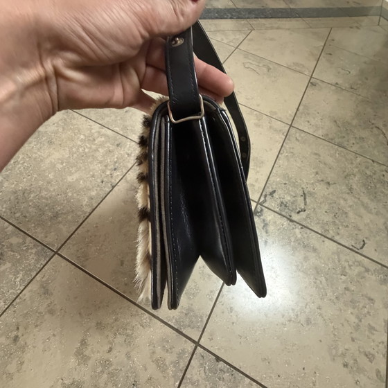 Image 1 of Borsa a tracolla vintage Corbeau Curio in pelle e pelo di cavallino – Nuova