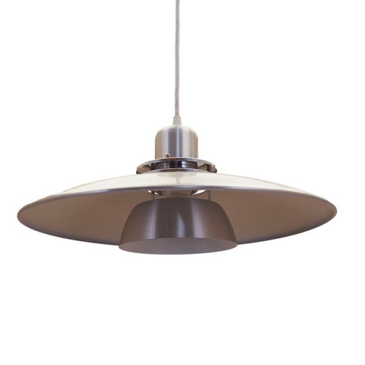 Deense hanglamp met gelaagde metalen kap, Scandinavisch design uit de jaren 70