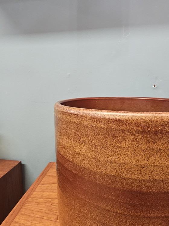 Image 1 of Vintage Ceramic Flowerpot Brown Small Flowerpot