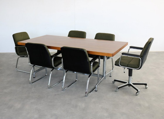 Vintage Dining Table | Conference Table | Desk | 1960s – Wood, Chrome (photo 12 of 12)