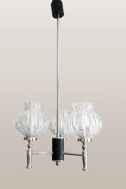 Lampada a sospensione danese vintage mid-century e 2 applique – Lampade a sospensione, Vetro, Metallo (photo 3 of 5)