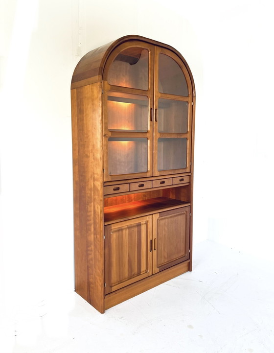 Image 1 of Vintage teak arch cabinet with display case, Dyrlund '70s