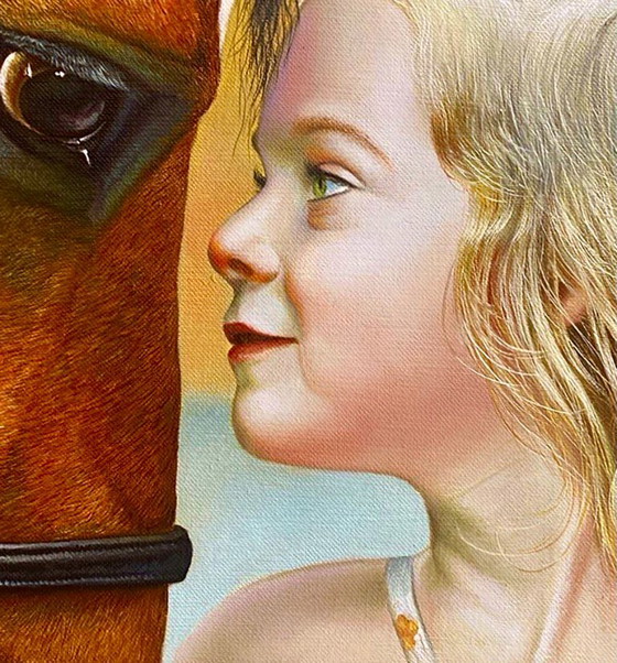 Original Oil Painting Girl With Horse Friendship – Paintings & Drawings, Canvas (photo 5 of 7)