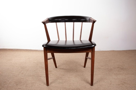 Image 1 of Danish armchairs in teak and skai by Helge Sibast for Sibast 1955.