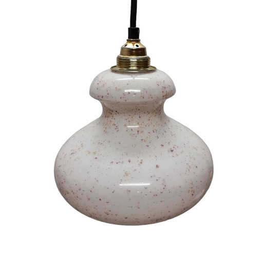 Lampe suspendue vintage avec abat-jour opalin