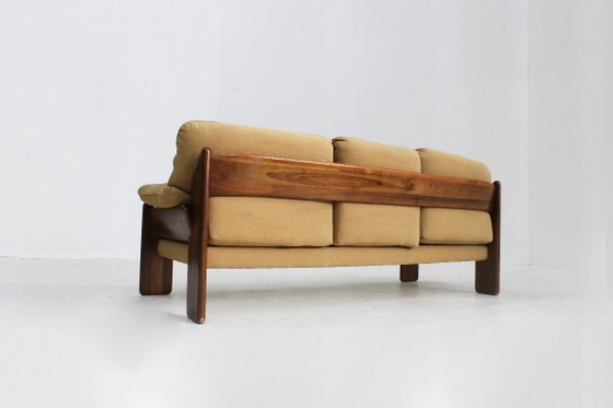 Vintage 3 seater sofa by Mario Marenco for Mobilgirgi, Mobil Girgi, Couches, Textile, Wood, Yellow, 1970 (photo 3 of 11)