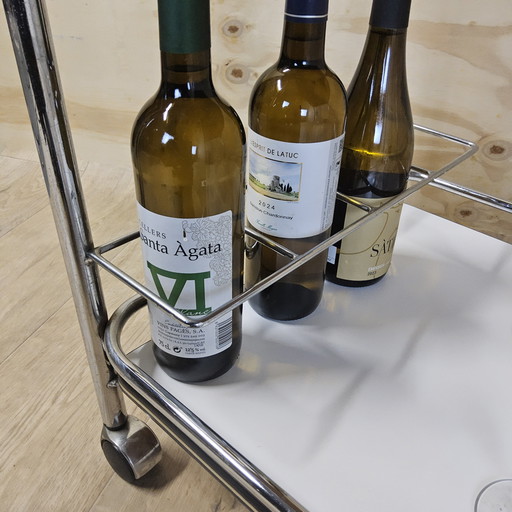 Desserte vintage / chariot de bar / chariot à boissons / chariot chromé / formica (années 1980/80)