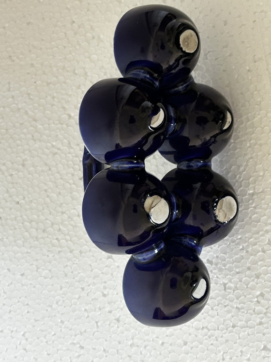 Image 1 of Juego de hueveras de loza azul cobalto y blanca, circa 1900, taller de Georges Dreyfus