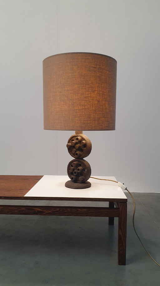 Brutalist vintage sculpturale lamp keramiek 70s