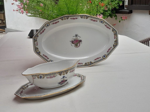 Limoge France Serving Set, Sauce Boat and Dish.