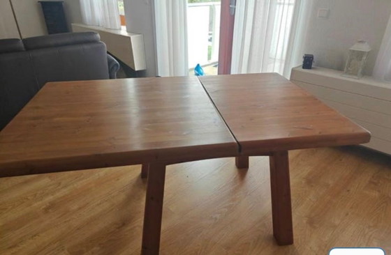 Image 1 of Table and 4 chairs Scandinavian 70s solid pine brutalism/rustic modern