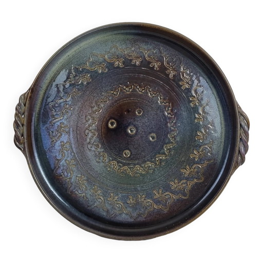 Stoneware tray signed Auger / Puisaye