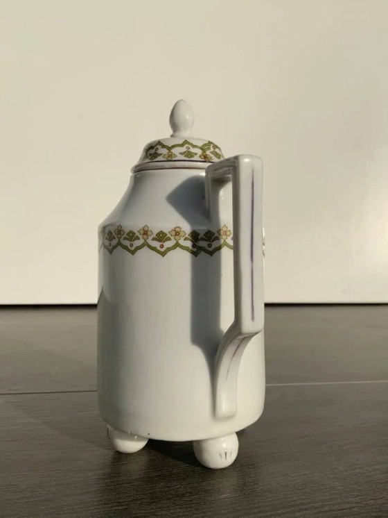 Image 1 of Caffettiera in porcellana Art Déco - Stile "Alt Wien" - Quattro piedini a sfera - c. 1920-1930