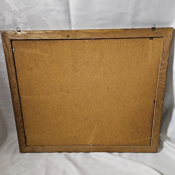 Image 1 of Vintage Oil Painting on Wooden Board | Found in the Attic | Signed by E. Geishofer | Old Church by the Lake | Oak Wood Frame 