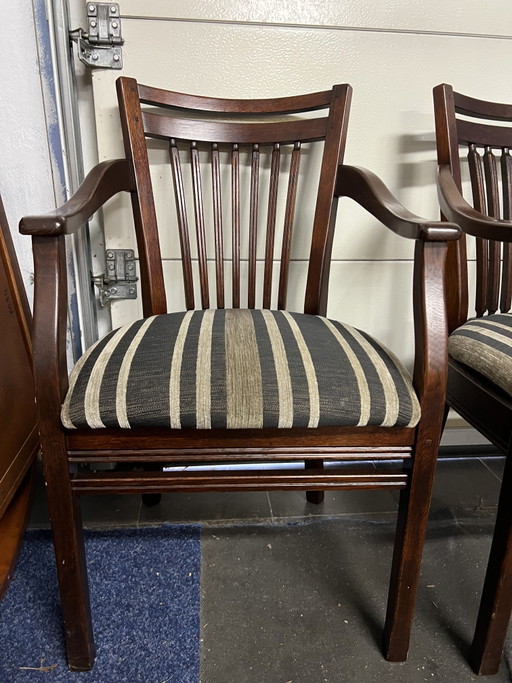 6 Bannink jugendstil eetkamer armstoelen donker kersenhout 