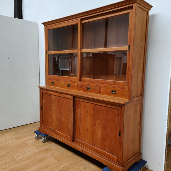 Image 1 of Vintage French country sideboard cabinet, wall cabinet kitchen cabinet Teakwood