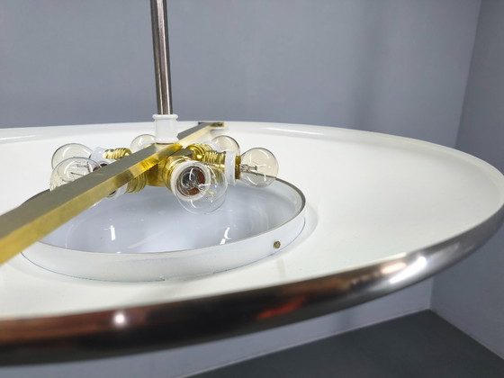 Image 1 of Bauhaus Pendant Light in Nickel and Glass, 1930s Czechoslovakia