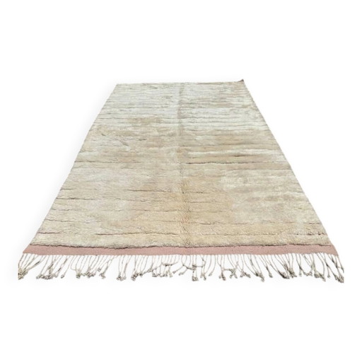 Ecru and beige Moroccan Mrirt rug 350x250 cm – textured minimalist design