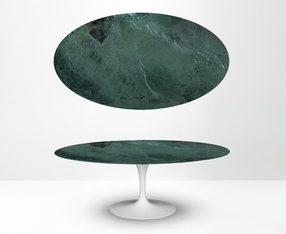 Table à manger ovale originale Knoll Tulip (198) Alpi Verde brillant en état neuf !! Eero Saarinen (photo 3 of 15)