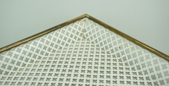Image 1 of mid century modern TRAY, perforated metal and brass, attr. to mathieu mategot 1950s
