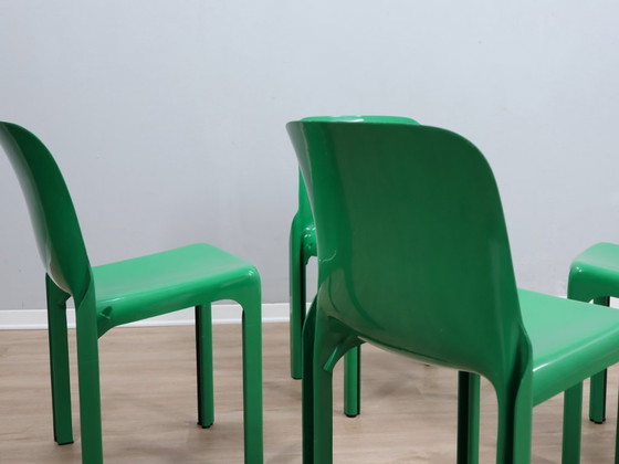 Image 1 of Set di 4 sedie Selene vintage verdi di Vico Magistretti, ARTEMIDE anni '70