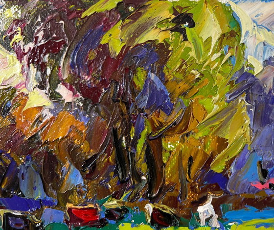 Image 1 of Peinture à l'huile originale, paysage d'été, midi sur la plage