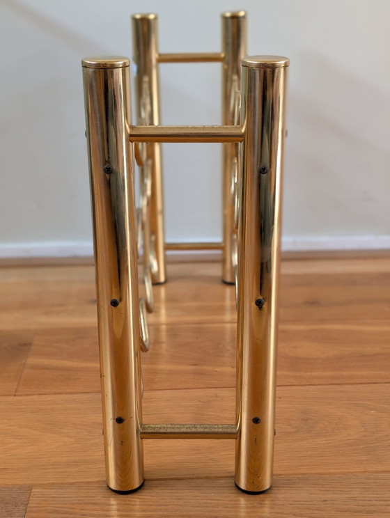 Vintage messing design flessenhouder / wijnrek uit Frankrijk, ca. 1970. – Copper (photo 4 of 5)