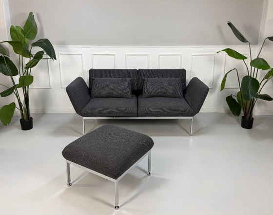Image 1 of Brühl Roro Medium Fabric Grey Sofa + Ottoman