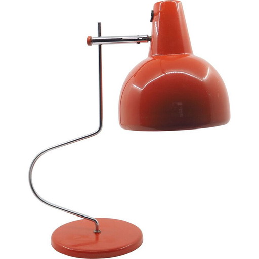 Lámpara de mesa roja vintage, Checoslovaquia