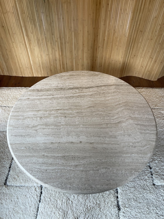 Image 1 of Vintage Xl Round Travertine Coffee Table