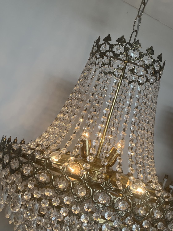 Image 1 of XL franse echt kristallen vintage zakkroonluchter hanglamp