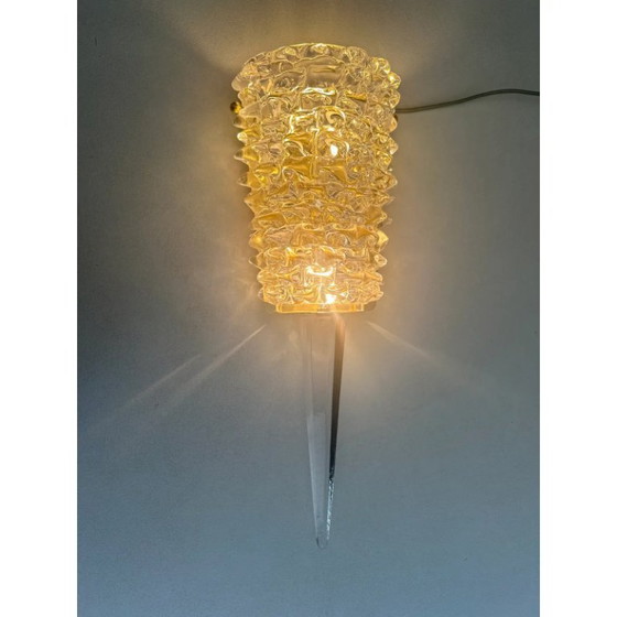 Image 1 of Een paar Art Deco Rostrato wandlampen in Barovier-stijl met helder Italiaans Muranoglas