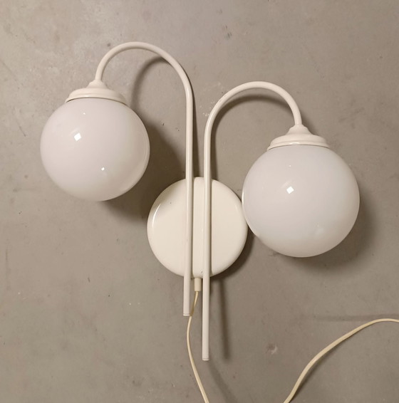 Vintage 2 glazen bollen wandlamp – Wandlampen, Metaal (photo 4 of 14)