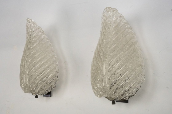 Image 1 of Coppia di lampade da parete di Ercole Barovier in vetro di Murano Rugiadoso, Italia 1950