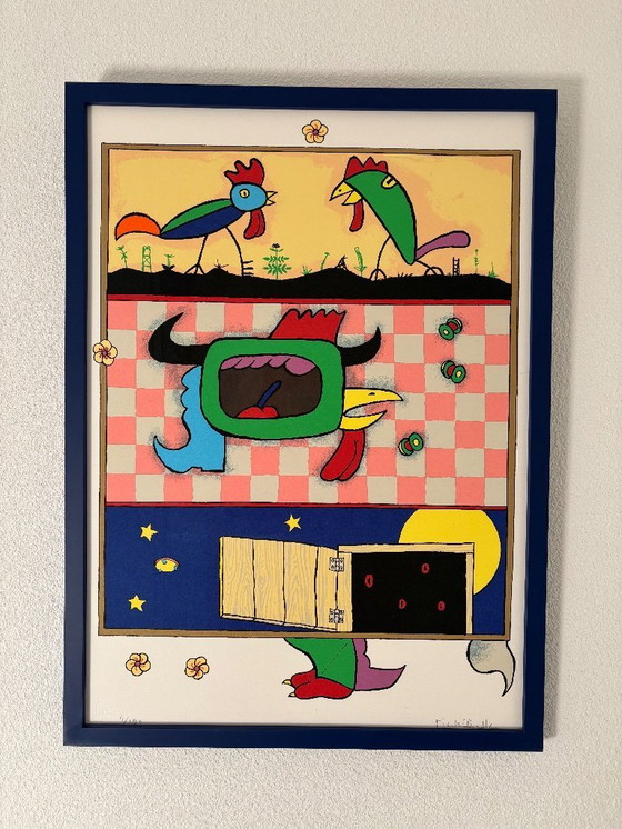 Image 1 of Martin Bradley, silkscreen, title The Chickens