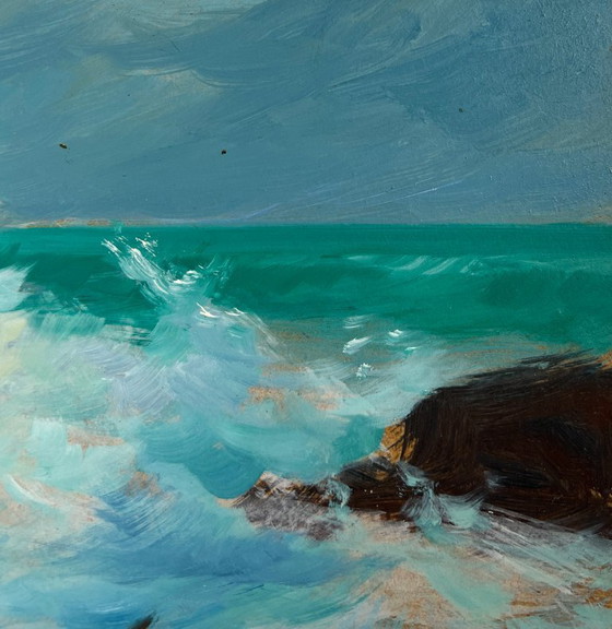 Image 1 of Original Oil Painting Sea Waves Landscape Song of the waves and wind