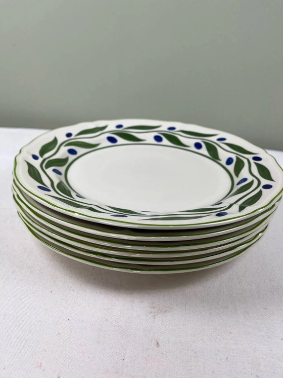 6 dekorierte Speiseteller – Geschirr, Porcelain, Vintage (photo 9 of 10)