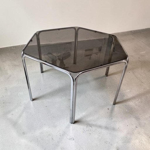 Dream Vintage Space Age Hexagon Chrome Glass Dining Table Gastone Rinaldi 1970s