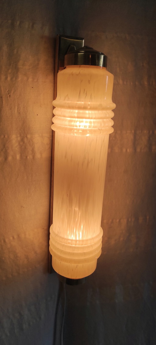 Applique da parete Art Déco in ottone dorato e vetro Clichy - anni '30/'40 – wandlampen, Brass