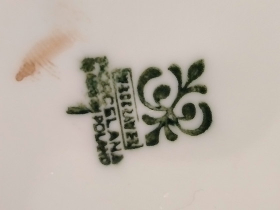 Image 1 of Włocławek vintage Porzellan Kaffeekanne, marmoriert, vergoldet - Golddekor 