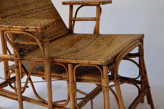 Vintage French Riviera Rattan Recliner Chair, 1920s – Adjustable recliner chair (photo 5 of 8)