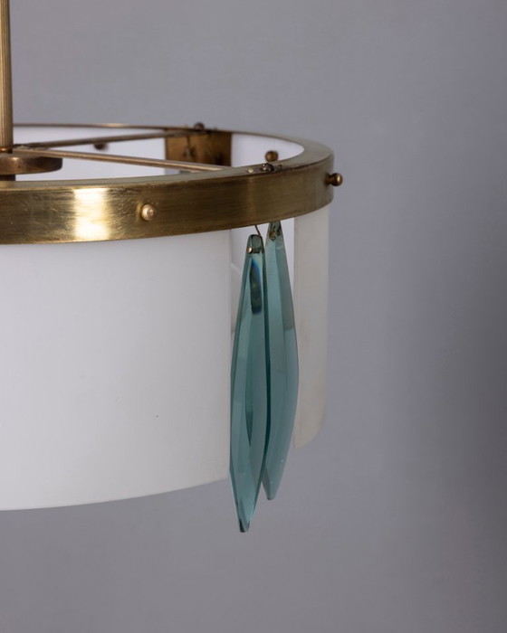 Lampadario vintage anni '50 di design italiano in vetro blu e cristallo. – Glass (photo 10 of 15)