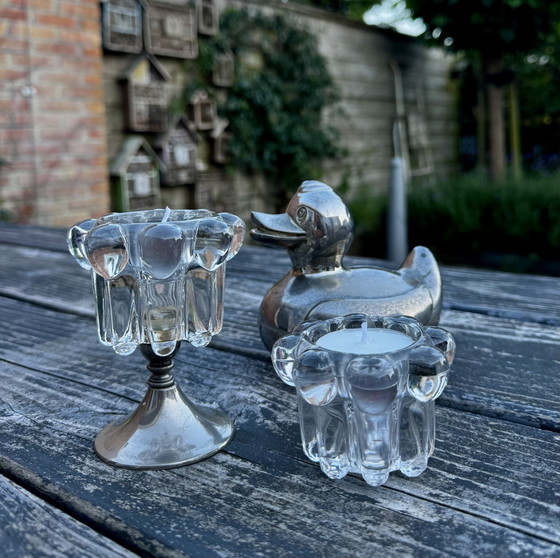 Image 1 of Set di candelabri in vetro vintage di Reims, Francia (anni '60)