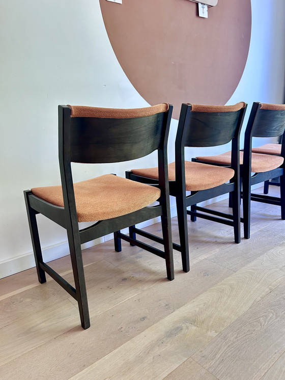 Image 1 of Vintage Wengé Hout Deens Design Eetkamerstoelen 4 Stuks