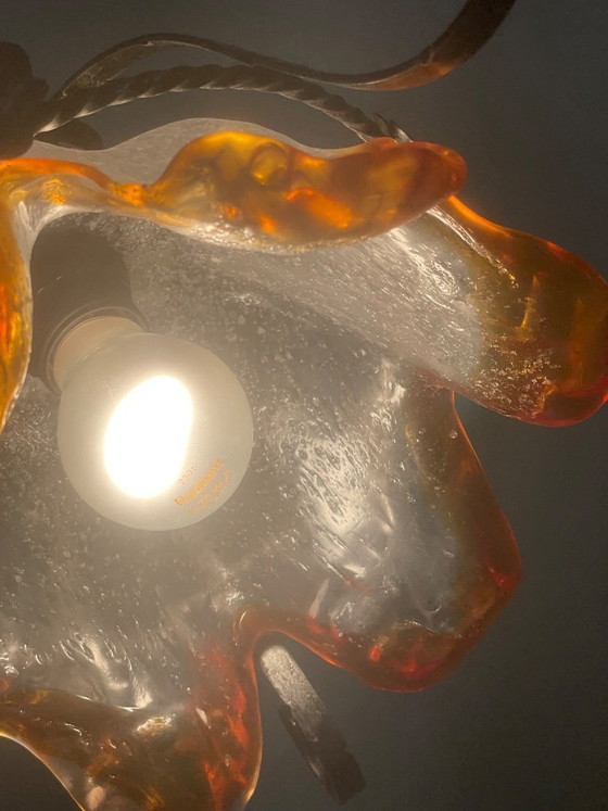 Image 1 of Vintage pendant lamp, Brutalist style, very likely Mazzega